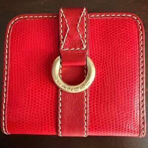 Lancel Red Wallet with Gold Accent